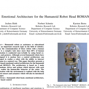 [概要精読] “Emotional Architecture for the Humanoid Robot Head ROMAN” by J. Hirth+, 2007